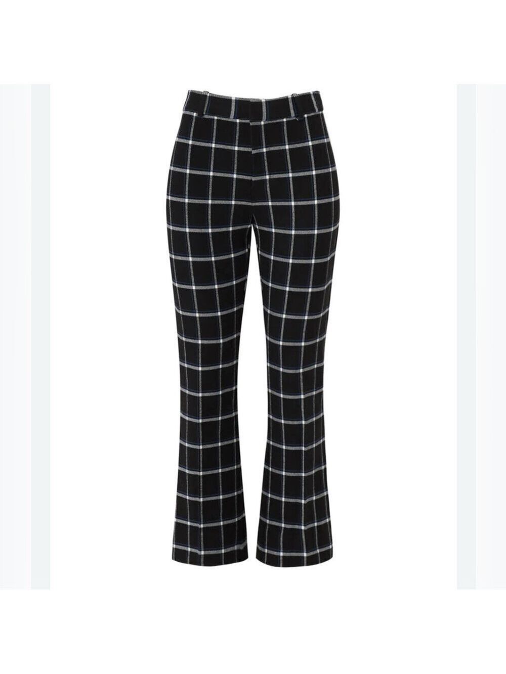 DEREK LAM 10 Crosby Black Plaid Trouser Cropped kick hem Career preppy sz 6